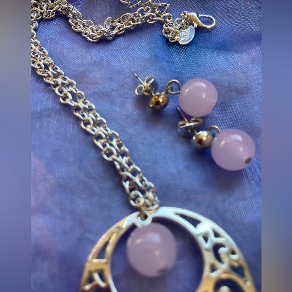 A vintage Necklace Set for girl/woman (ring, pendant on a chain, and earrings)